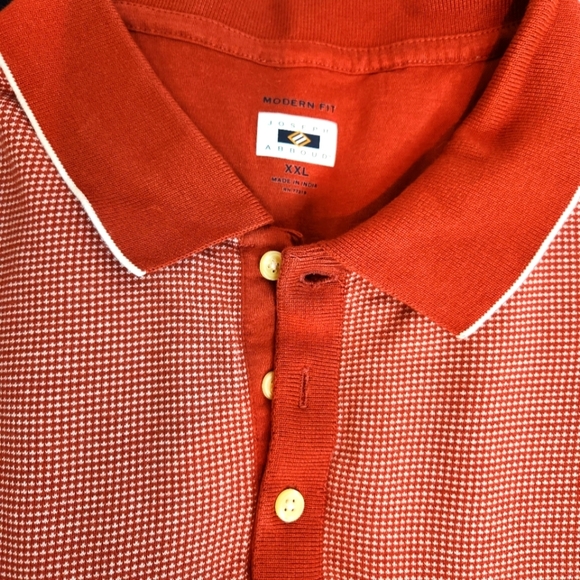 MEN'S EUC XXL JOSEPH ABBOUD POLO SHIRT, RUST WITH CREAM Modern Fit - Picture 5 of 6